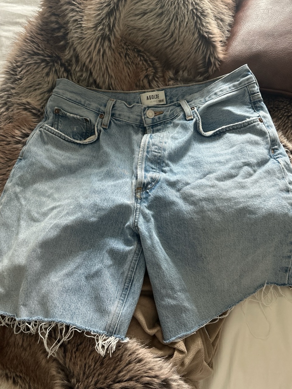 Agolde Light Blue Vintage-Inspired Denim Shorts